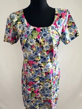 Yaly Couture Floral Scoop Neck Dress - Multicolor Size 8 Art to wear Fancy